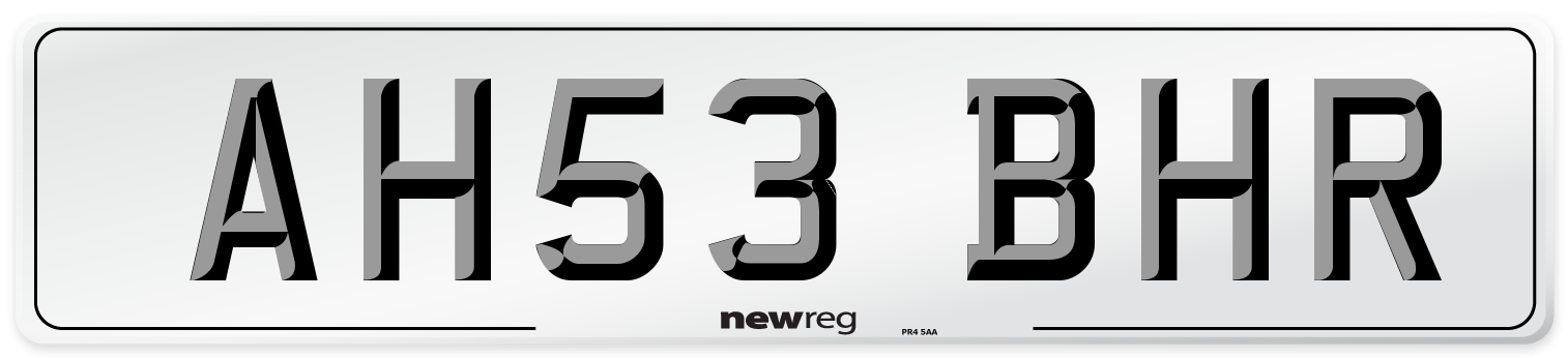 AH53 BHR Number Plate from New Reg